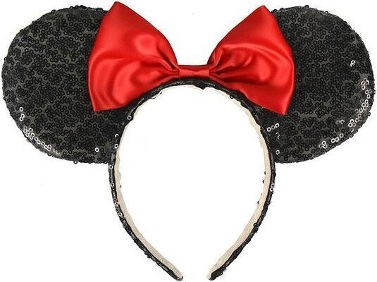 Billede af Minnie Mouse - Hårbøjle Med Sløjfe Og Palietter - Sort Rød