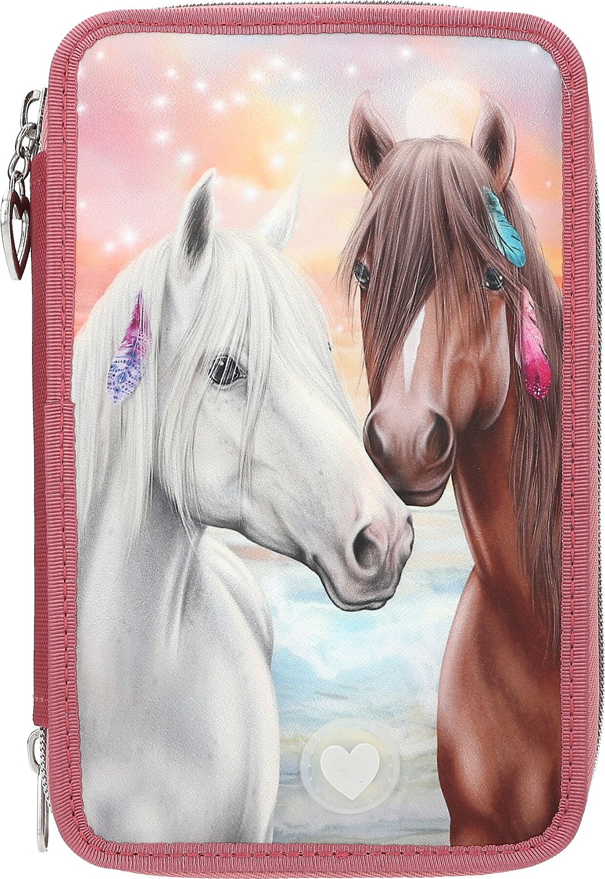 Miss Melody - Trippel Penalhus Med Indhold Og Led-lys - Heste