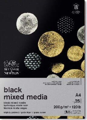 Sort Tegnepapir - A4 - 25 Sider - Mixed Media Black - Winsor & Newton