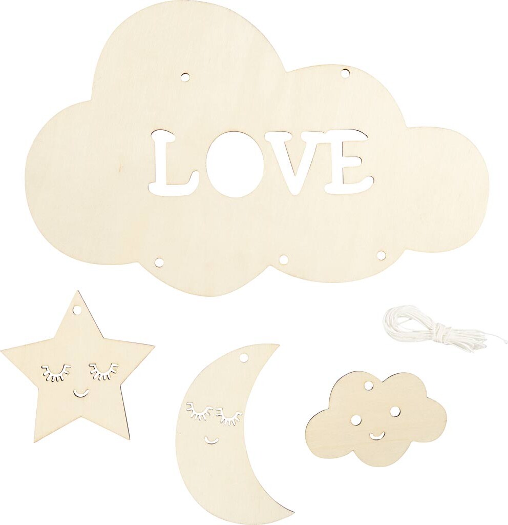 Mobile I Træ - Nattehimmel - B 28 Cm - Tykkelse 3 Mm - 1 Stk.