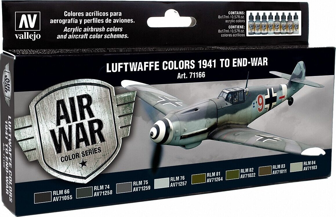 Vallejo - Model Air Maling Sæt - Luftwaffe 1941 To End-war - 8x17 Ml