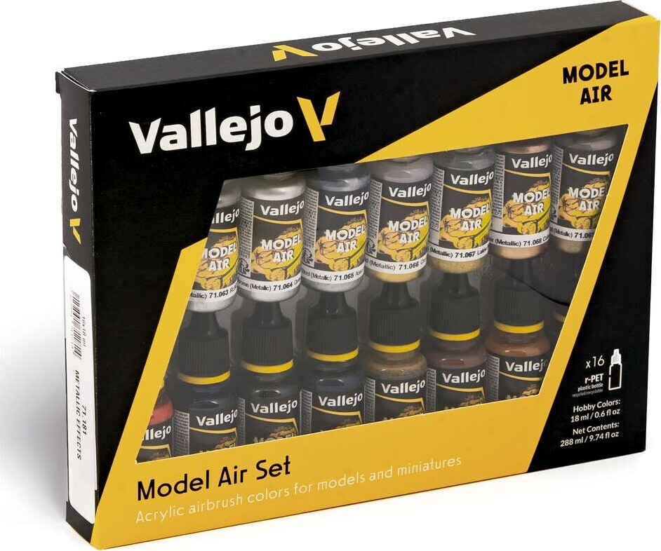Vallejo - Model Air Maling Sæt - Metallic - 16x17 Ml