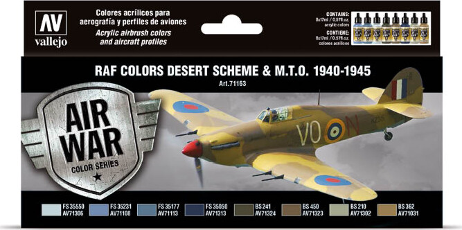 Vallejo - Model Air Maling Sæt - Wwii Raf Desert Colors - 8x17 Ml