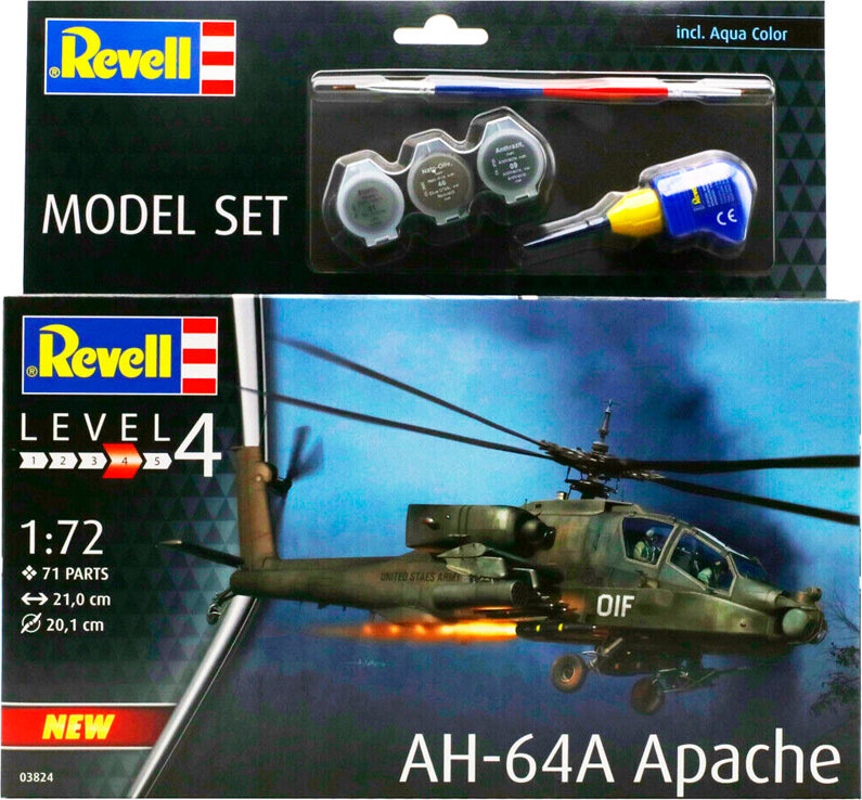 Billede af Revell - Ah-64a Apache Male Byggesæt Model Helikopter - 63824