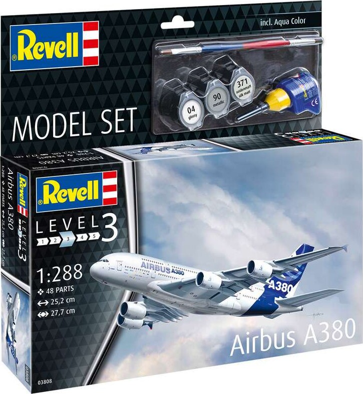 Revell - Airbus A380 Modelfly Byggesæt - 1:288 - Level 3 - 63808