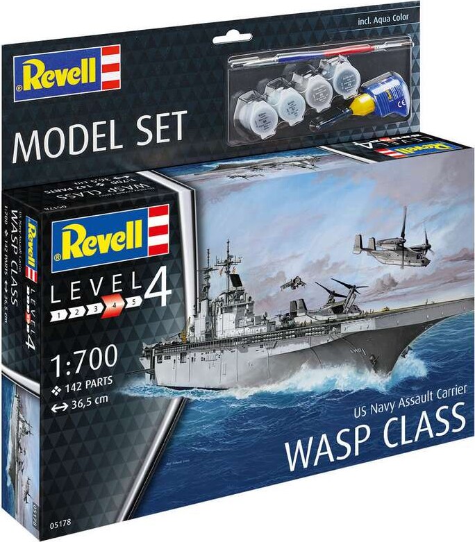 Revell - Wasp Clasp Skib Byggesæt Inkl. Maling - 1:700 - Level 4 - 65178