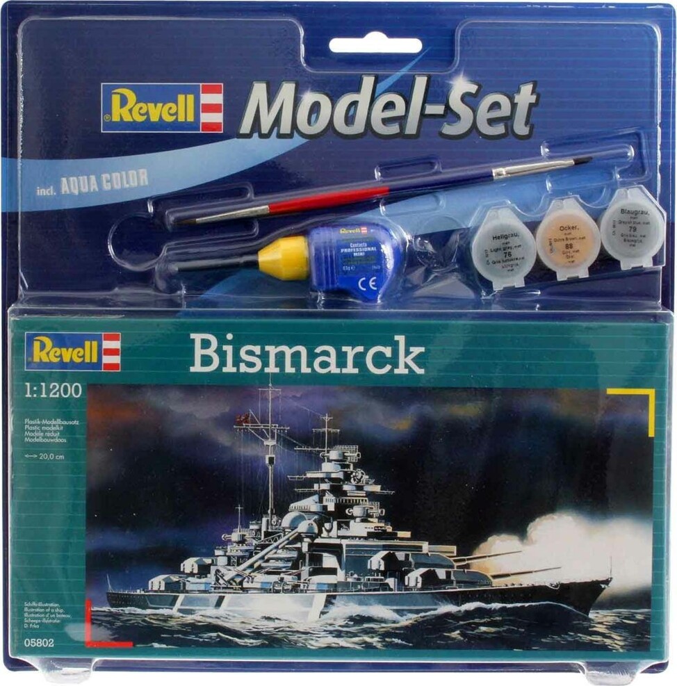 Revell - Bismarck Model Skib Byggesæt Inkl. Maling - 1:1200 - 65802
