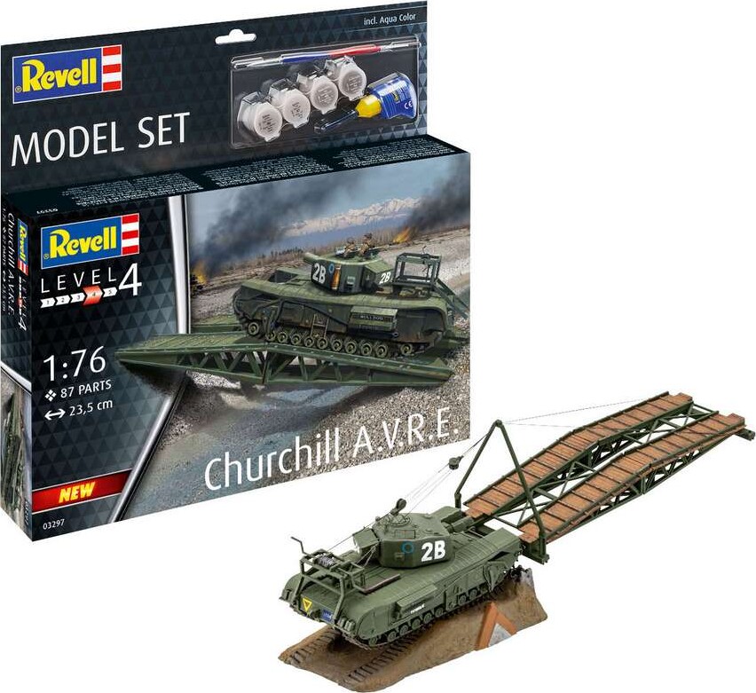 Se Revell - Churchill A.v.r.e. Tank Byggesæt - 1:76 - Level 4 - 63297 hos Gucca.dk