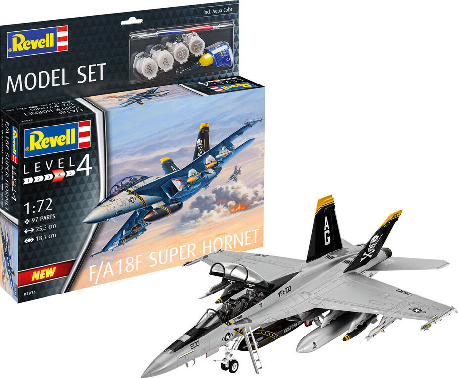 Revell - F/a-18f Super Hornet Fly Byggesæt - 1:72 - Level 4 - 63834