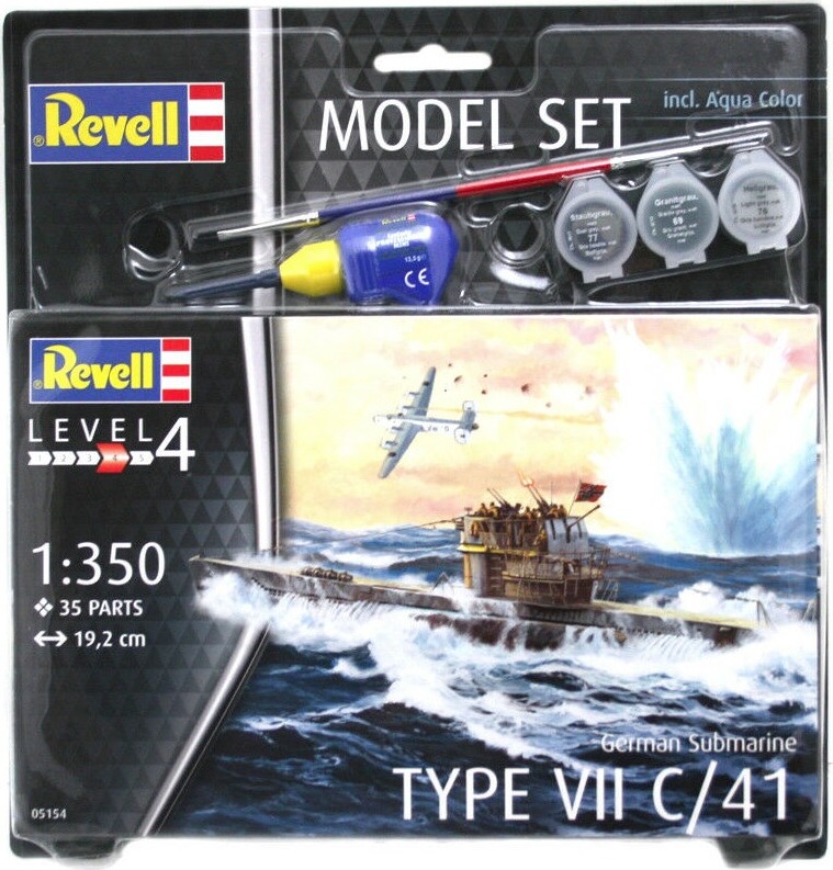Revell - Type Vii C/41 Model Skib Byggesæt Inkl. Maling - 1:350 - Level 4 - 65154