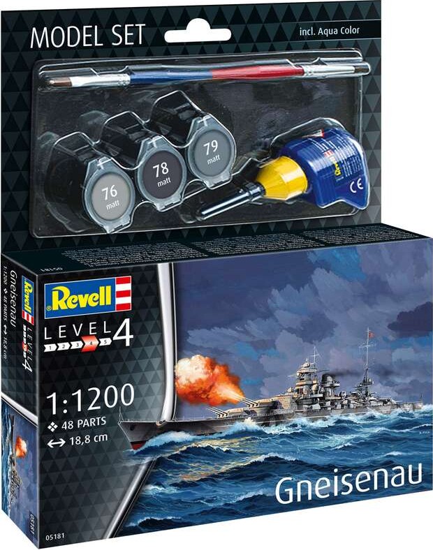 Revell - Gneisenau Modelskib Byggesæt - 1:1200 - Level 4 - 65181