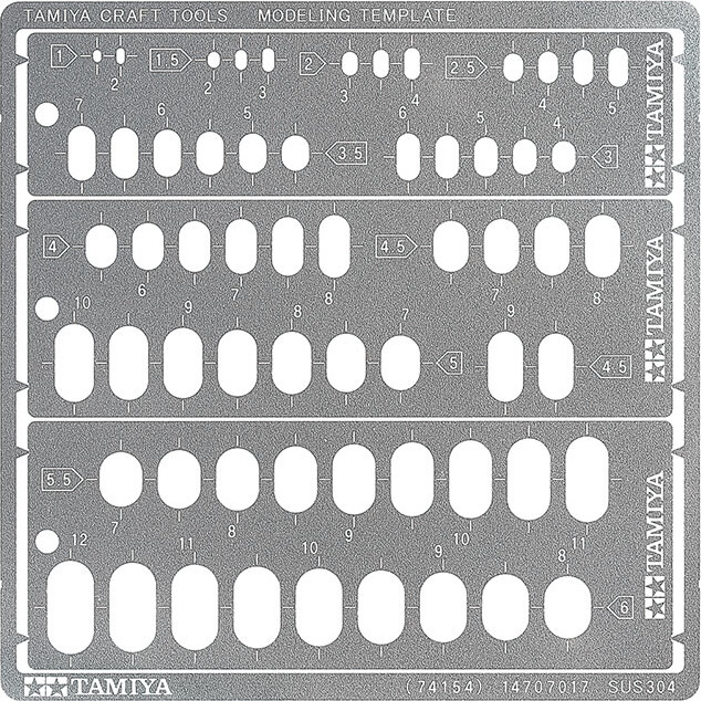 Tamiya - Modeling Template Rounded Rectangles - 1-6 Mm - 74154