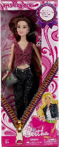 Mørk Håret Fashion Dukke Med Taske 29 Cm - Assorteret