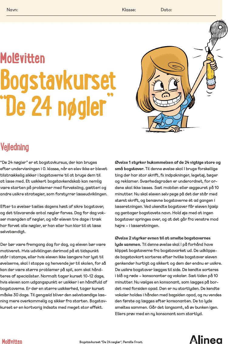 Billede af Molevitten - Bogstavkurset "de 24 Nøgler" 0.-1. Kl - Pernille Frost - Bog
