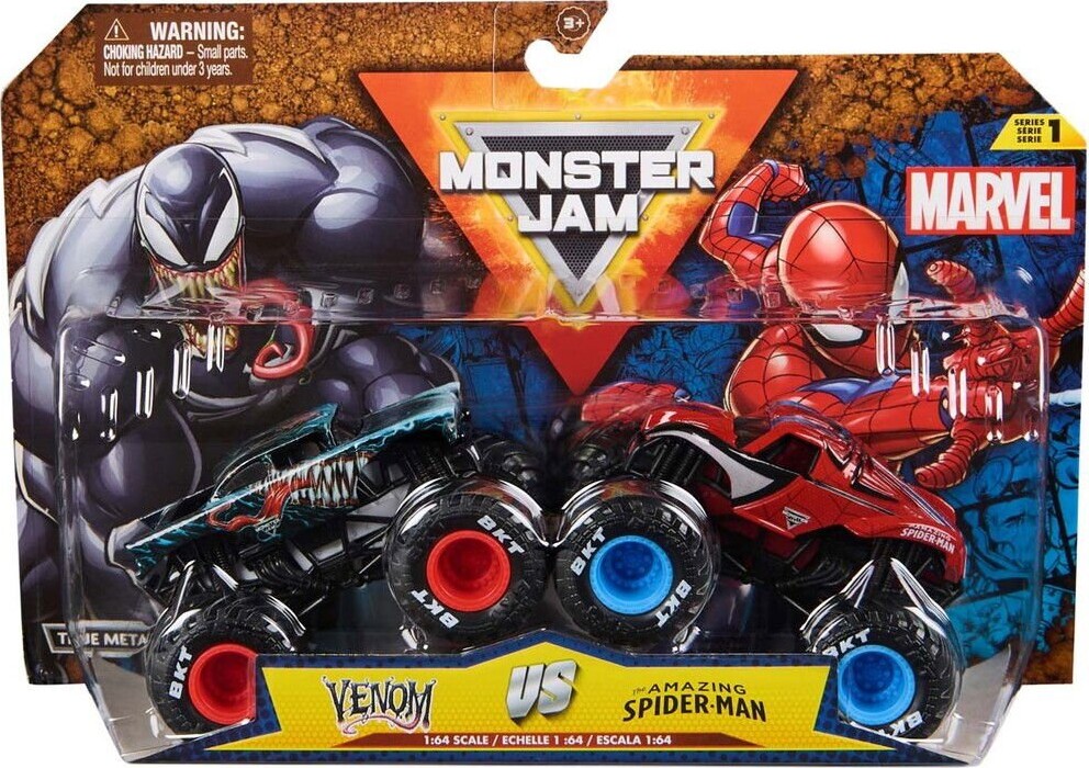 Monster Jam - Monster Trucks - 1:64 - Spider Man Vs Venom - 2-pak