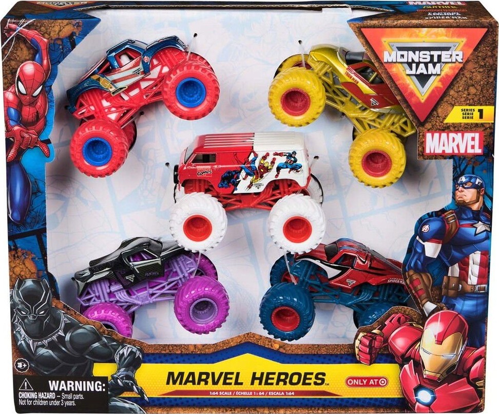 Monster Jam - 1:64 Marvel 5 Pakke