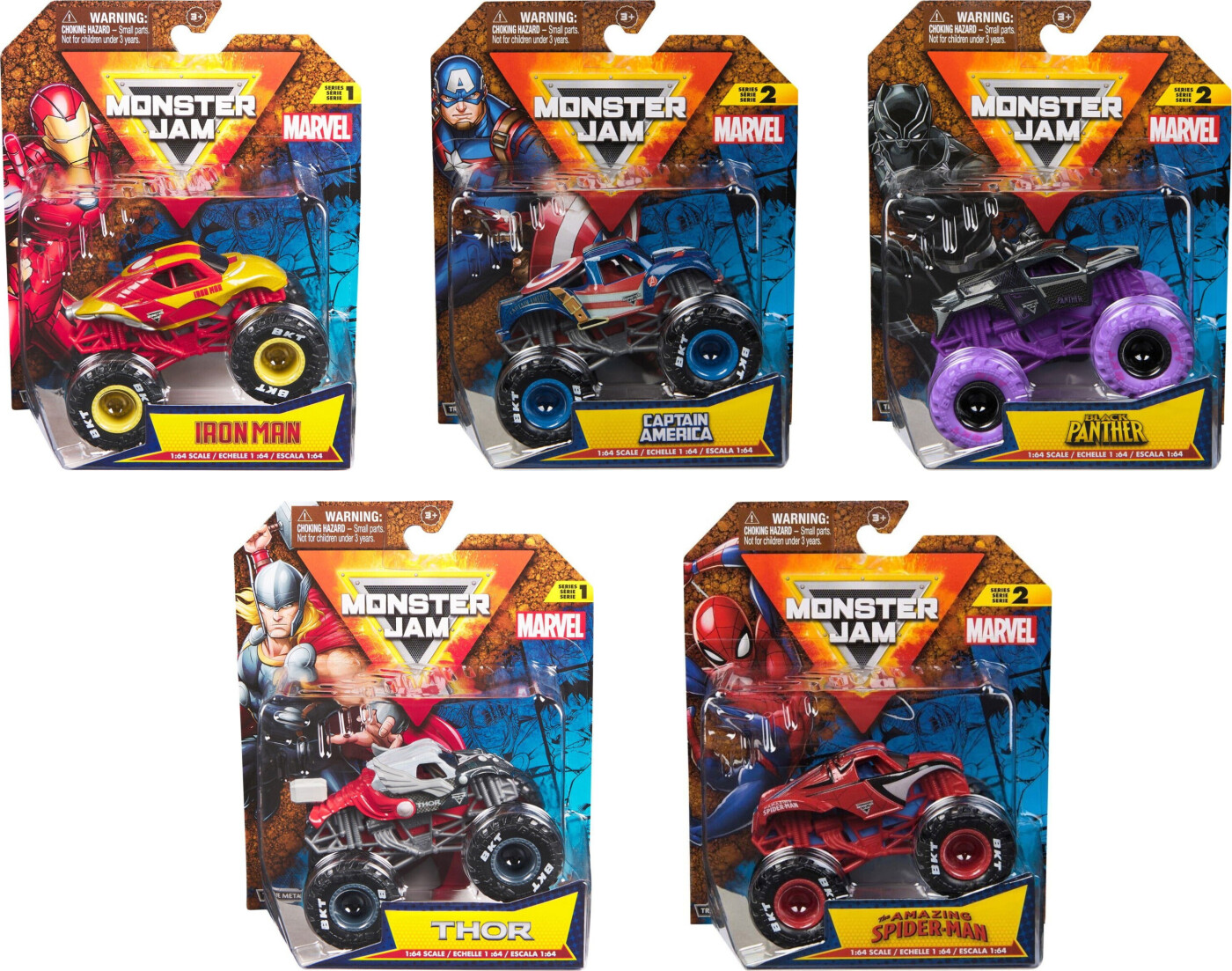 Monster Jam - Monster Truck Bil - 1:64 - Marvel - Assorteret - Spin Master