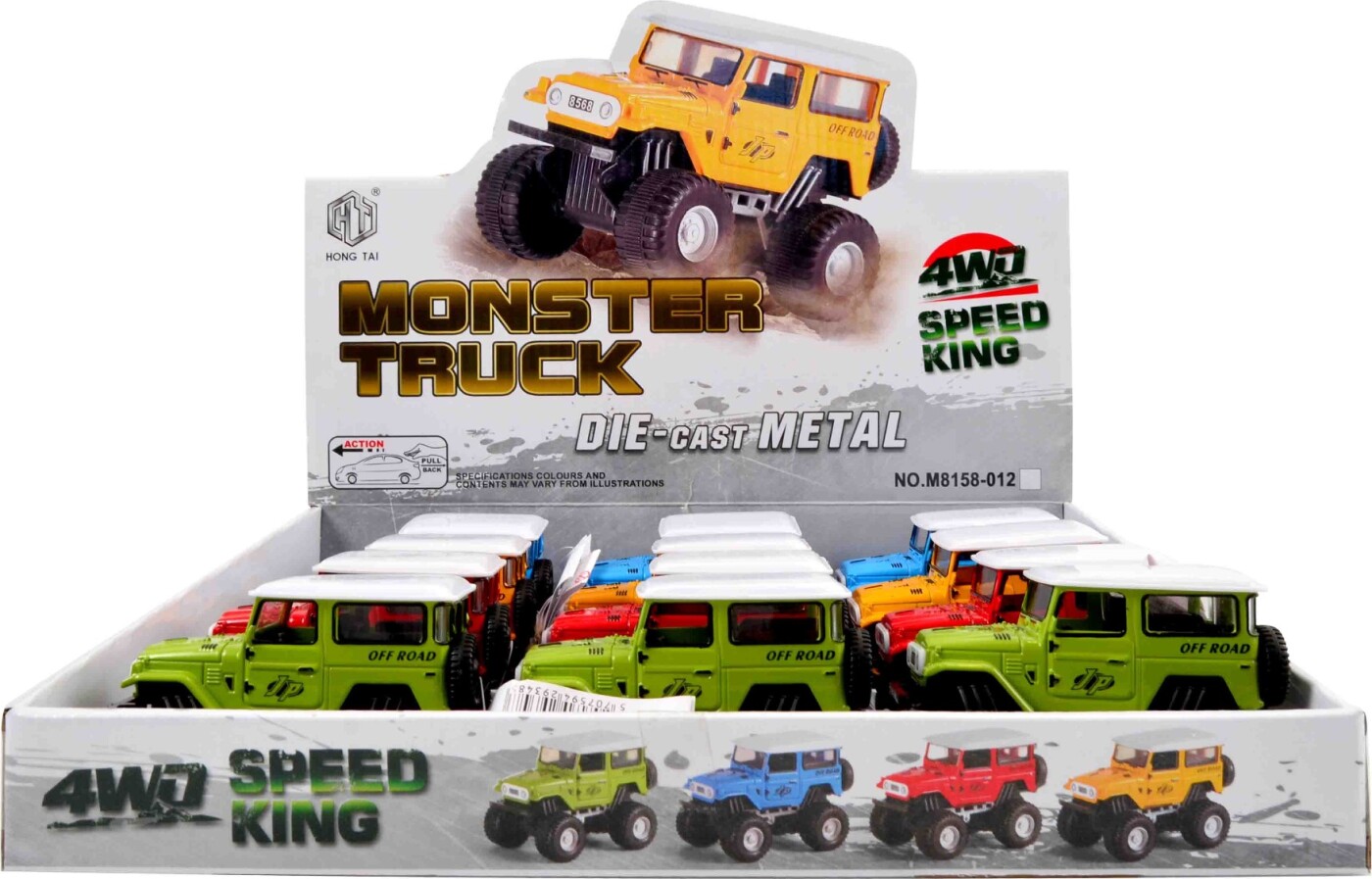 Monster Truck Jeep Med Pull - Back - Assorterede Farver