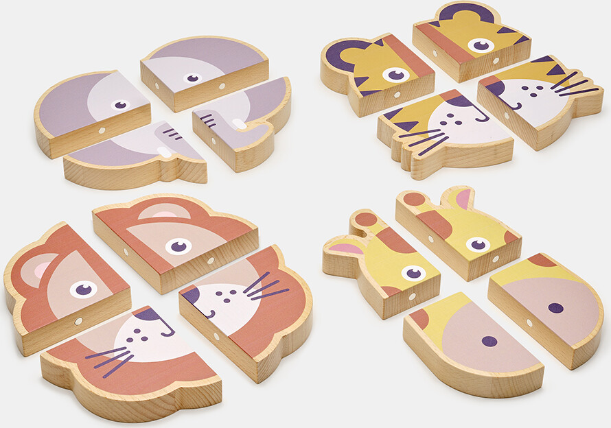 Moover - Stort Magnetisk Puslespil Med Vilde Dyr - Træ