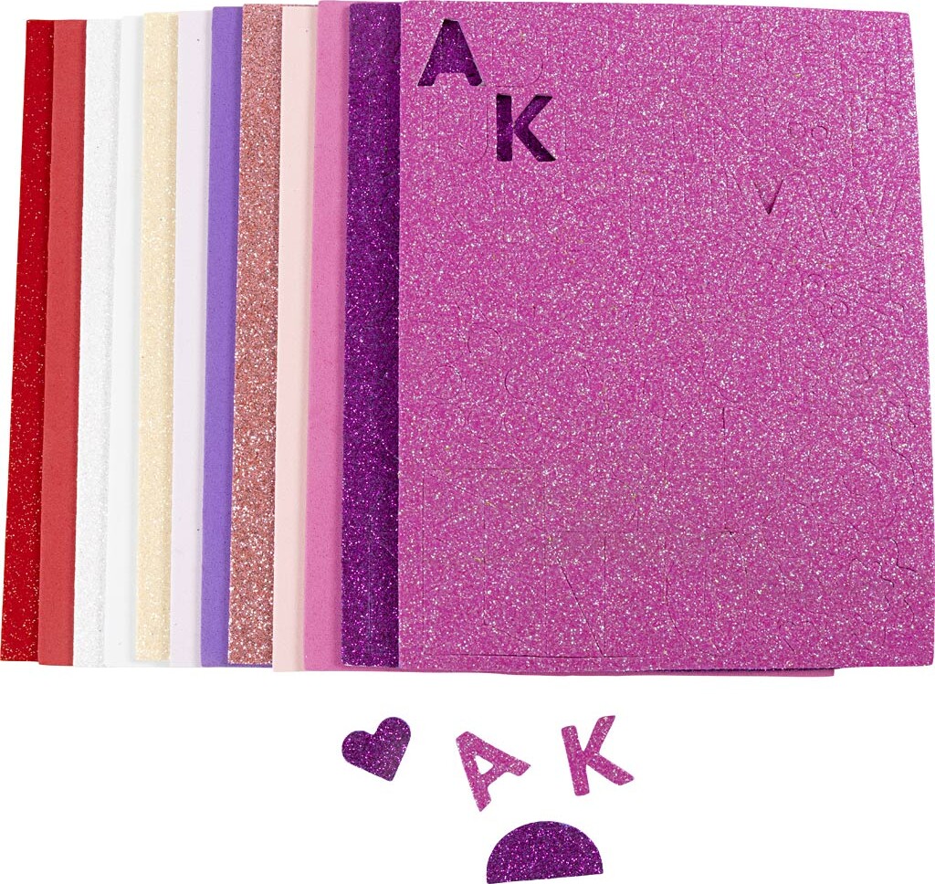 Mosgummi Ark - Str. 14x25 Cm - Tykkelse 2 Mm - Lilla/pink Harmoni - 12 Ark