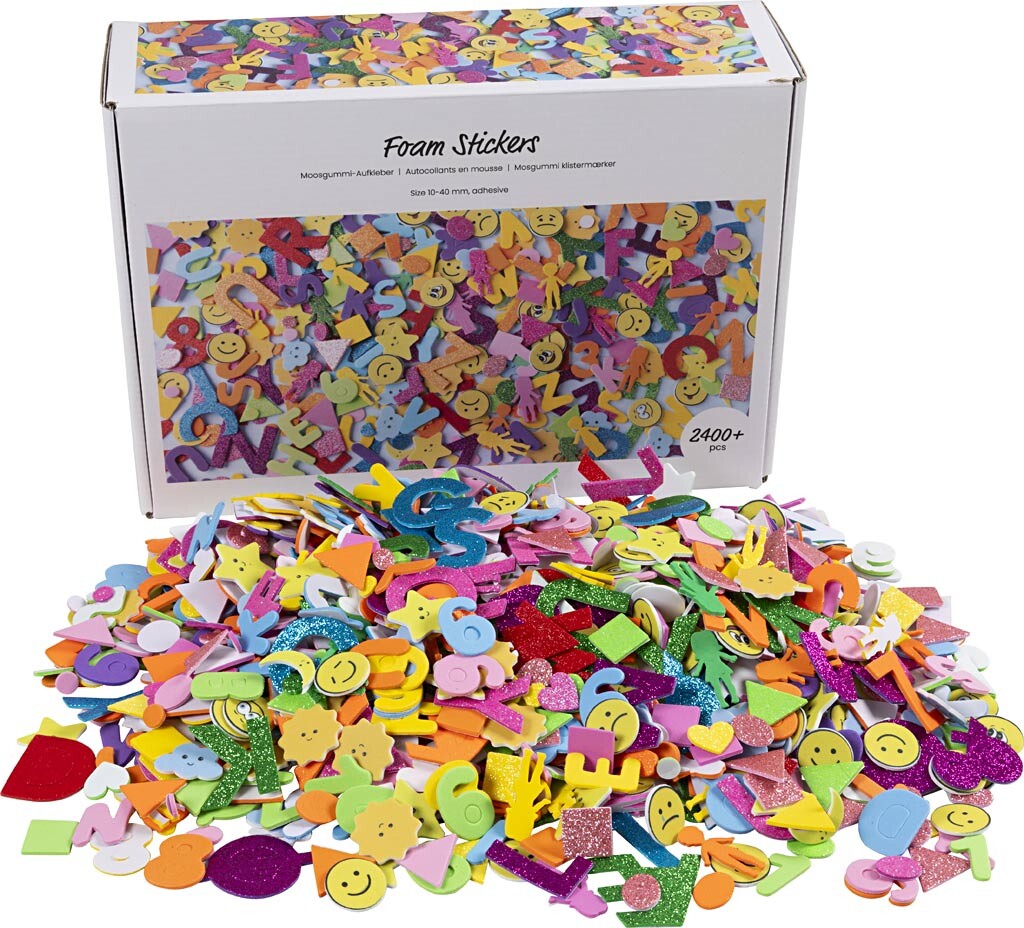 Mosgummi Klistermærker - Str. 10-40 Mm - Assorterede Farver - 2640 Stk.