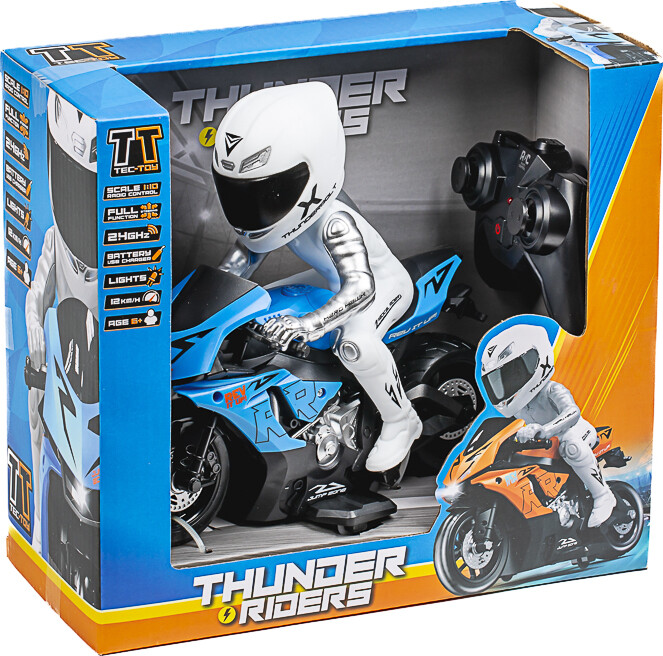 Tec-toy - Blå Fjernstyret Motorcykel - Thunder Riders - Lys Lyd