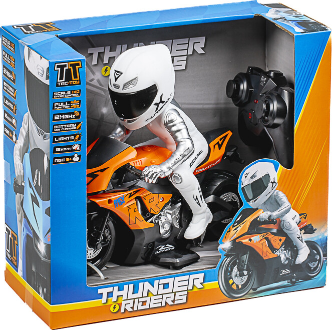 Tec-toy - Orange Fjernstyret Motorcykel - Thunder Riders - Lys Lyd