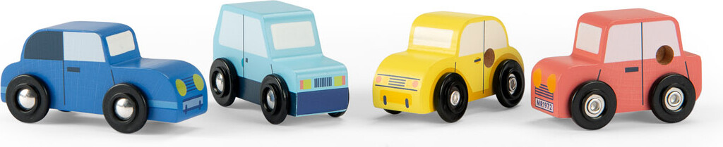 Moulin Roty - 4 Træbiler - Avenue Du Moulin