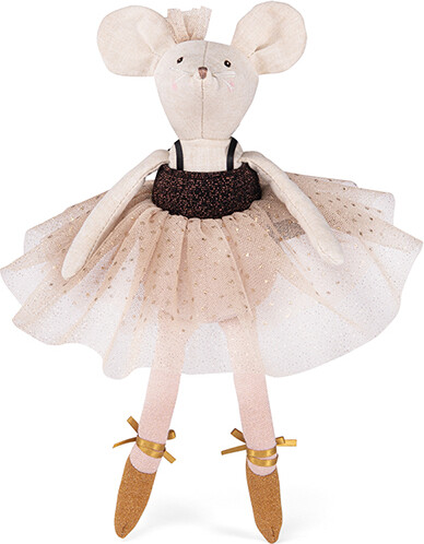 Moulin Roty - Ballerina Mus Bamse Med Tøj I Kuffert - Suzie - 26 Cm