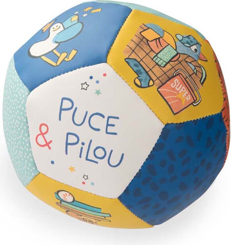 Moulin Roty - Blød Bold Til Børn - Slidstærk Vinyl - Puce Og Pilou