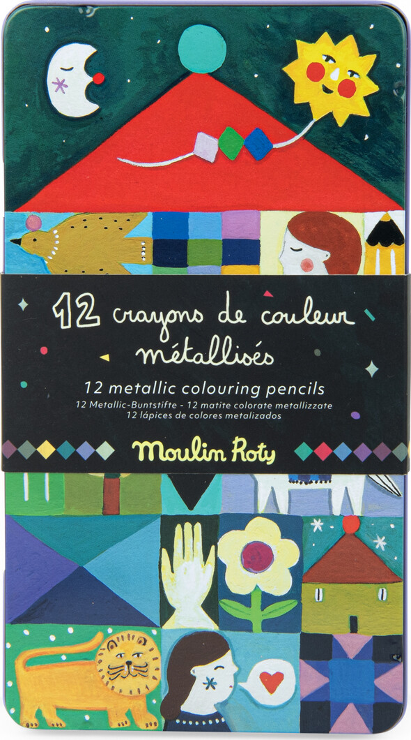 Moulin Roty - Farveblyanter 12 Stk - Metallic - Les Comètes Filantes