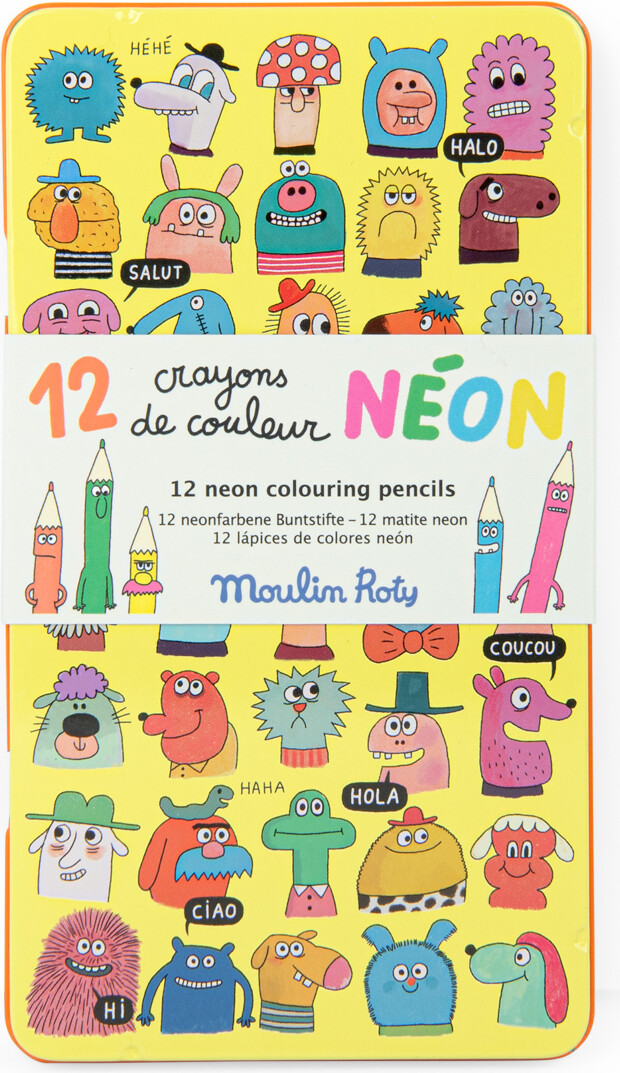 Moulin Roty - Farveblyanter Sæt - Neon - Les Schmouks - 12 Stk.