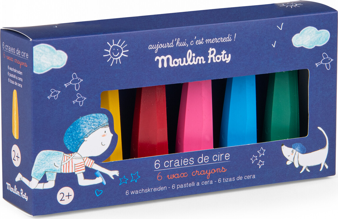 Moulin Roty - Farvekridt Til Små Børn - Aujourd'hui C'est Mercredi - 6 Stk