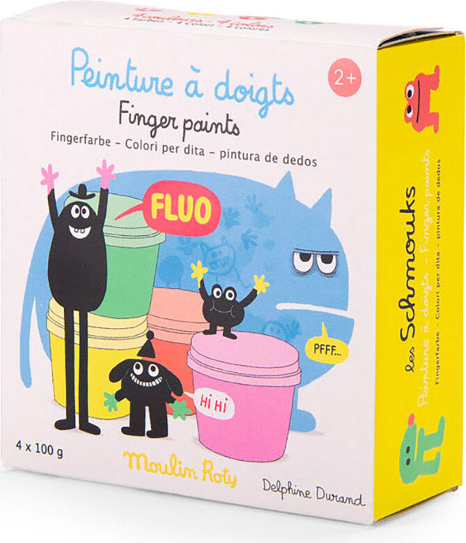 Moulin Roty - Neon Fingermaling Til Børn - 4x100 G - Les Schmouks