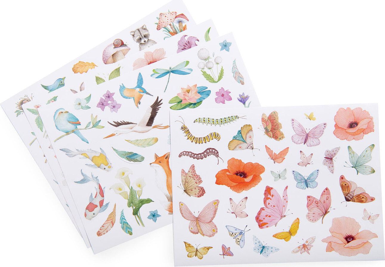 Moulin Roty - Klistermærker - Blomster Dyr - 108 Stk. - Les Rosalies