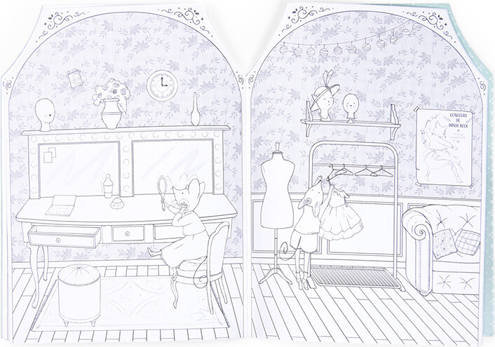 Moulin Roty - Malebog Med 170 Klistermærker - Den Lille Danseskole - Bog