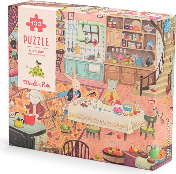 Moulin Roty - Puslespil 100 Brikker - Hjemmehygge - La Grande Famille - 100 Pieces