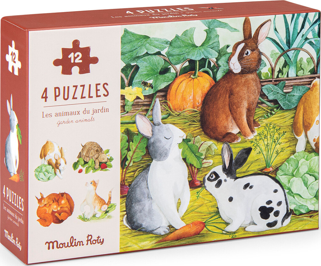 Moulin Roty - Puslespil 4 X 12 Brikker - Le Jardinier