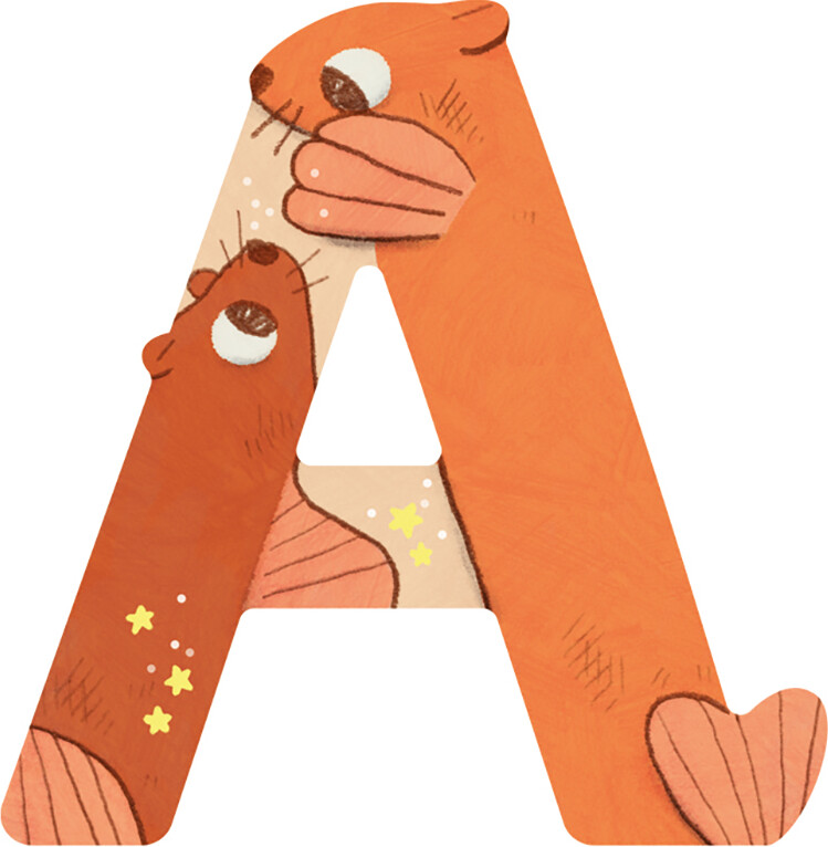 Dyrebogstaver I Træ Til Børneværelset - A - Orange - Moulin Roty