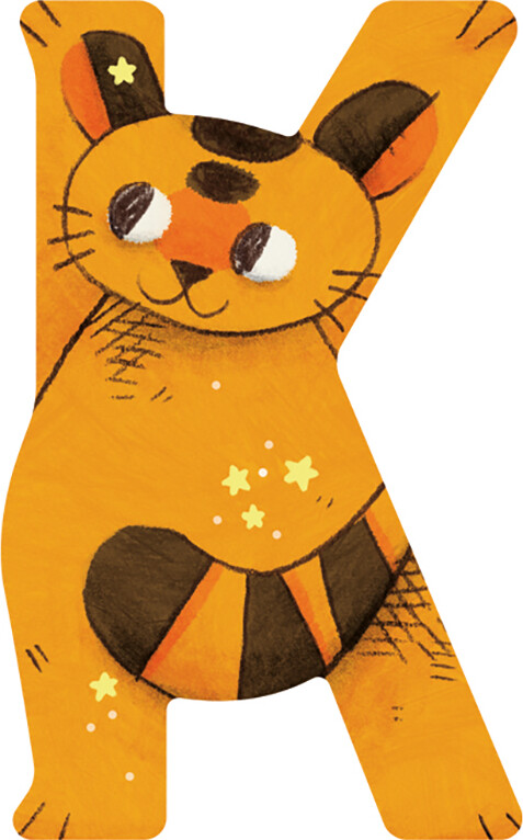 Dyrebogstaver I Træ Til Børneværelset - K - Gul - Moulin Roty