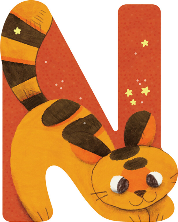 Dyrebogstaver I Træ Til Børneværelset - N - Orange - Moulin Roty