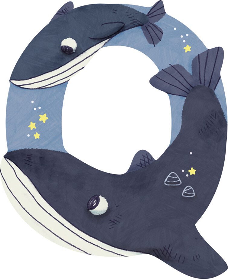 Dyrebogstaver I Træ Til Børneværelset - Q - Blå - Moulin Roty