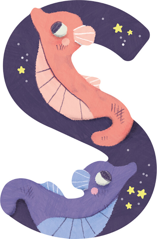 Dyrebogstaver I Træ Til Børneværelset - S - Lilla - Moulin Roty