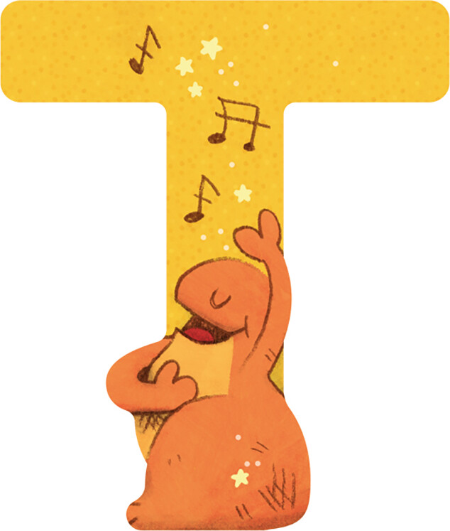 Dyrebogstaver I Træ Til Børneværelset - T - Gul - Moulin Roty