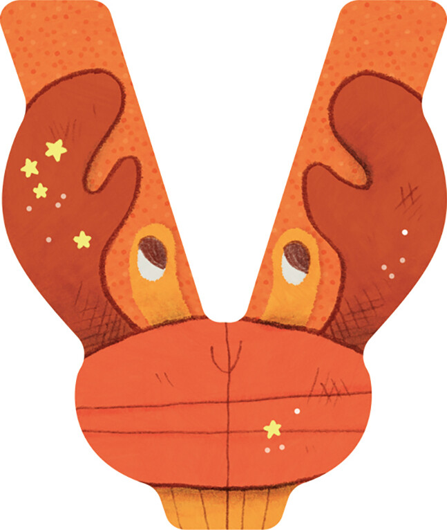 Dyrebogstaver I Træ Til Børneværelset - V - Orange - Moulin Roty