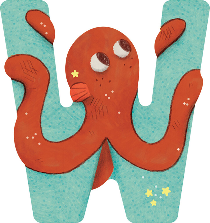 Dyrebogstaver I Træ Til Børneværelset - W - Blå - Moulin Roty