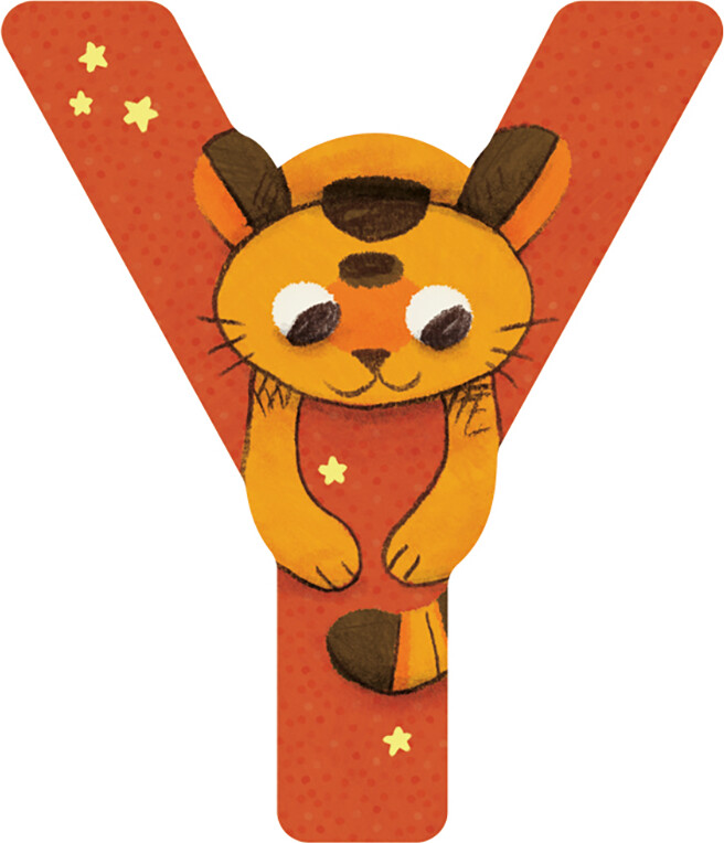 Dyrebogstaver I Træ Til Børneværelset - Y - Orange - Moulin Roty