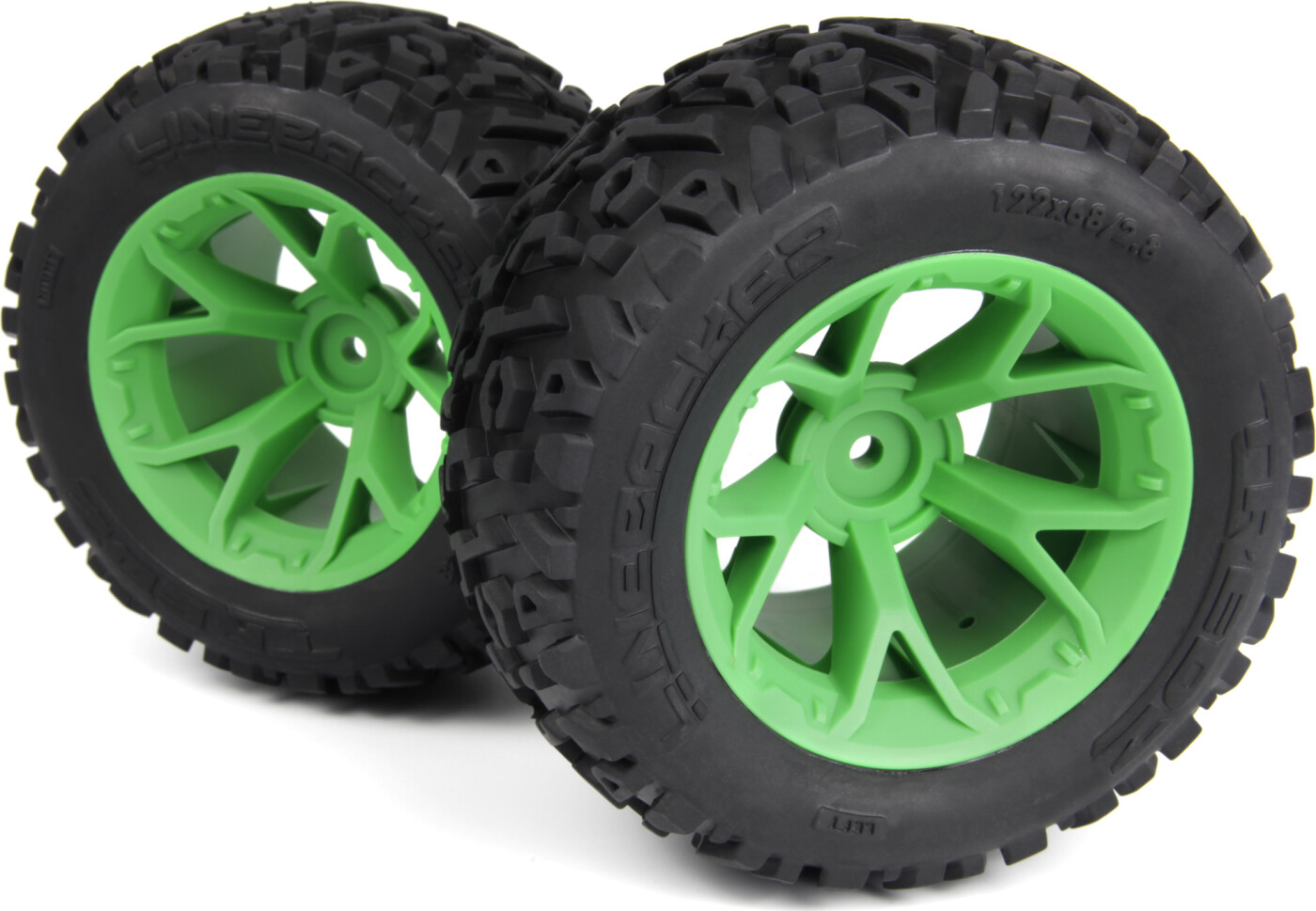 Mounted Linebacker Tire On Mt Wheel (green/2pcs) - Mv150682 - Maverick Rc