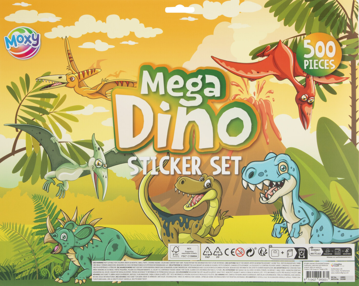 Moxy - Mega Klistermærkesæt Dino (500 Stk.)