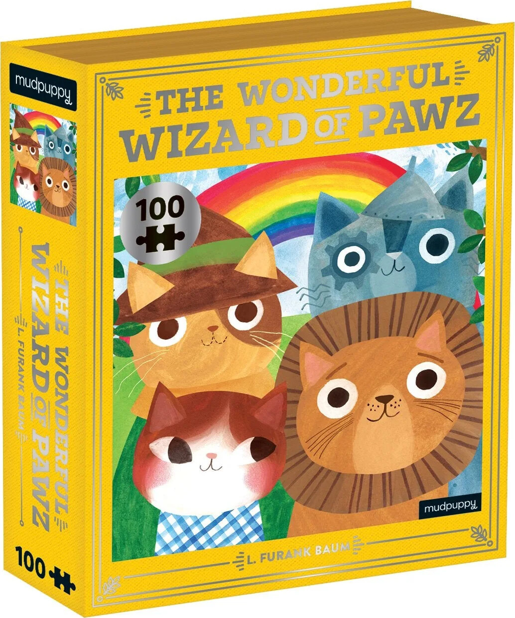 Mudpuppy - Puslespil 100 Brikker - The Wonderful Wizard Of Pawz Bookish Cats